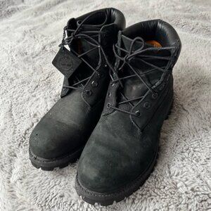 Timberland Premium Nubuck 6 Inch Leather Lace Up Men's 8M 8 Black Ankle Boots